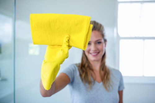 Cleaner refreshing a hallway carpet during steam carpet cleaning in Cubitt Town